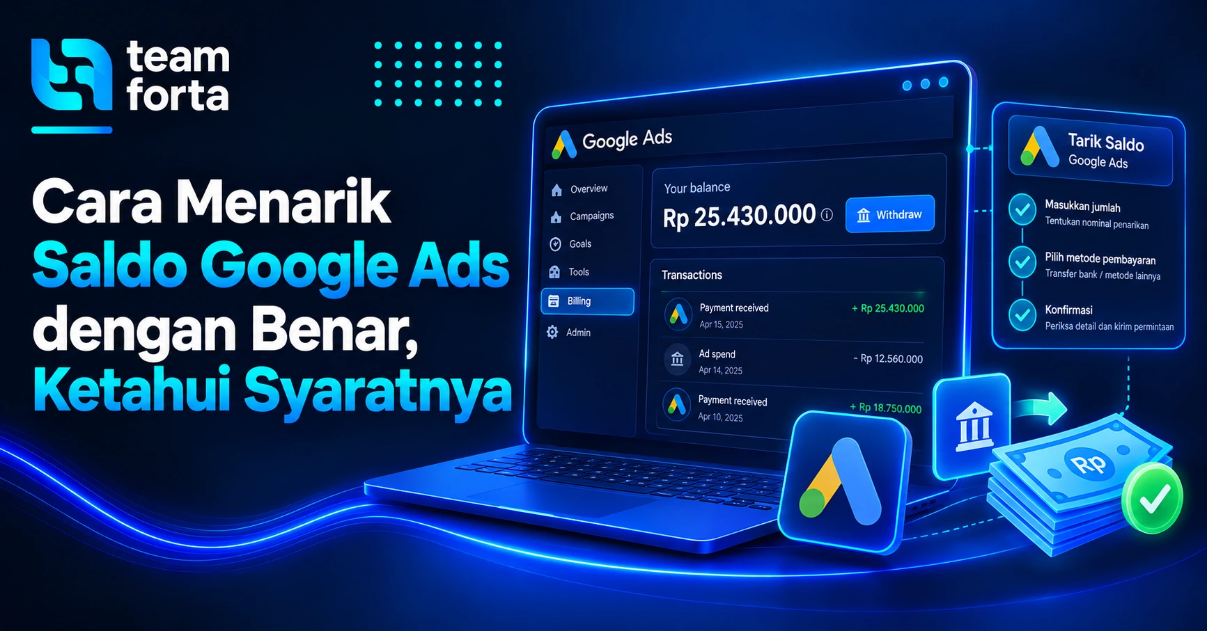Team Forta - Cara Menarik Saldo Google Ads dengan Benar