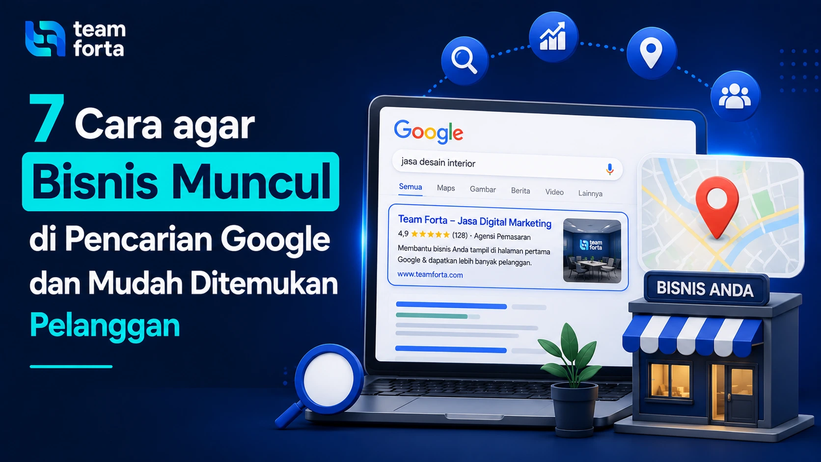 Team Forta - Cara agar bisnis muncul di pencarian google